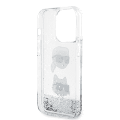 Karl Lagerfeld Originalna Silikonska maskica za iPhone 15 Pro - NFT Heads - prozirna tvrda zaštita s glitterom - KLHCP15LLDHKCNS