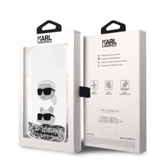 Karl Lagerfeld Originalna Silikonska maskica za iPhone 15 Pro - NFT Heads - prozirna tvrda zaštita s glitterom - KLHCP15LLDHKCNS