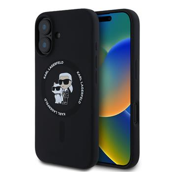 Karl Lagerfeld Originalna maskica MagSafe za iPhone 16 - Karl i Choupette - crna - KLHMP16SSCMKCRHK
