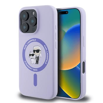 Karl Lagerfeld Originalna maskica MagSafe za iPhone 16 Pro - Karl i Choupette - ljubičasta - KLHMP16LSCMKCRHU