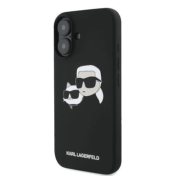Karl Lagerfeld Originalna maskica za iPhone 16 - IML NFT Heads - crna silikonska zaštita MagSafe - KLHMP16SSKCHPPLK