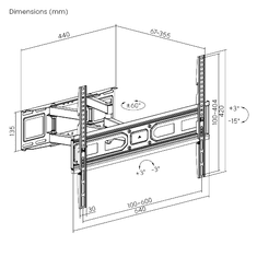 Robaxo RTM-3780 zidni nosač za TV, 94 cm do 203 cm, 37-80, crni