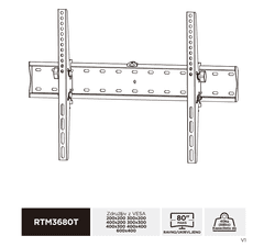 Robaxo RTM-3680T zidni nosač za TV, 94 cm do 203 cm, 37-80, crni