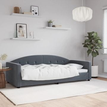 Vidaxl Kauč na razvlačenje tamno sivi 90x200 cm baršun