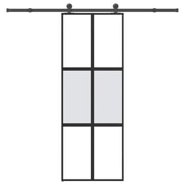 Vidaxl Klizna vrata s priborom 76 x 205 cm kaljeno staklo i aluminij