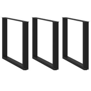 Vidaxl Noge za blagovaonski stol U-oblik 3 kom Crne 90 x (72-73) cm Čelik