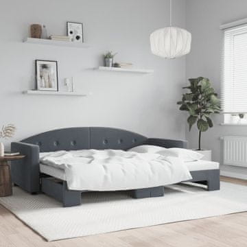 Vidaxl Raztegljiva sofa tamnozelena 80x200 cm baršun