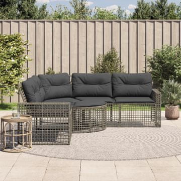 Vidaxl Kutna vrtna sofa s jastucima i podnožjem, poli ratan