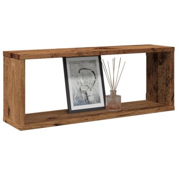 Vidaxl Zidne police u obliku kocke, 2 kom, staro drvo, 60x15x23 cm