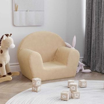 Vidaxl Dječja sofa, krem, mekani pliš