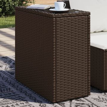 Vidaxl Vrtni stol sa staklenom pločom smeđi 58x27,5x55 cm
