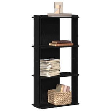 Vidaxl Knjižnica s 3 etaže crna 60x30x120 cm