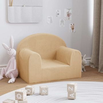 Vidaxl Dječja sofa, krem, mekani pliš