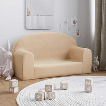 Vidaxl Dječja sofa, dvosjed, krem, mekani pliš