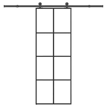 Vidaxl Klizna vrata s okovima, ESG staklo i aluminij, 76x205 cm