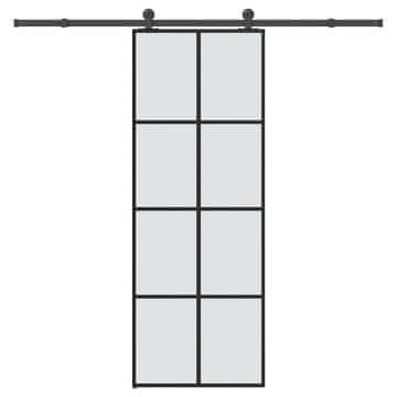Vidaxl Klizna vrata s okovima, ESG staklo i aluminij, 76x205 cm