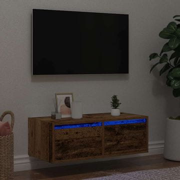 Vidaxl TV ormarić s LED rasvjetom, antikno drvo, 75x35,5x25 cm
