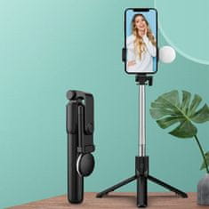 MG Telescopic Bluetooth selfie štap s LED svjetlom 0.71m, crno
