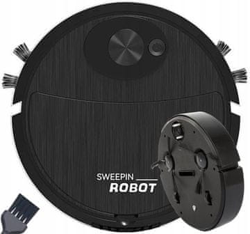 Verkgroup Aku. robotski usisavač 2 metle USB crni SWEEPIN ROBOT
