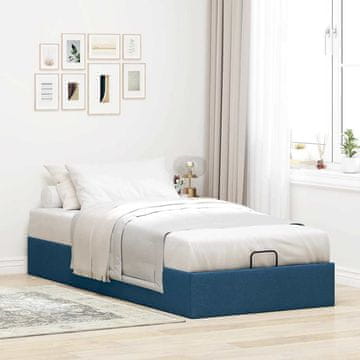Vidaxl Okvir kreveta s otomanskim podom bez madraca plavi 90x190 cm tkanina