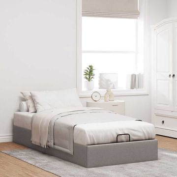 Vidaxl Okvir kreveta s otomanskim uzorkom bez madraca, taupe, 90x190 cm, tkanina