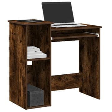 Vidaxl Radni stol s policama dimljeni hrast 84x40x78 cm