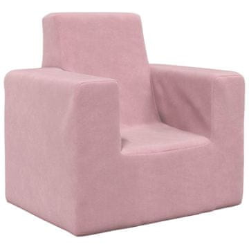 Vidaxl Dječja sofa, roza, mekani pliš