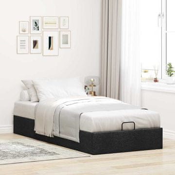 Vidaxl Okvir kreveta s otomanskim podom bez madraca crni 90x200 cm tkanina
