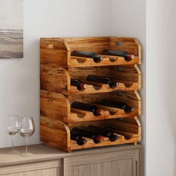 Vidaxl Set od 4 stalka za vino za 16 boca, mahagoni