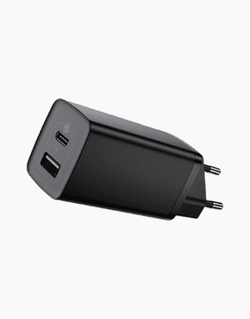 BASEUS Adapter brzi punjač 220V Gun2Lite Quick Charge 65W ulaz 1x USB A i 1x Type C - Original (EU Blister) crn