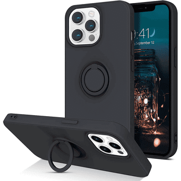Onasi Silikonska maskica Liquid Ring za iPhone 13 Pro Max - crna