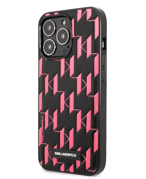 Karl Lagerfeld Originalni ovitek iPhone 13 Pro Max - Monogram Plaque - crna pink zaštita - KLHCP13XMNMP1P