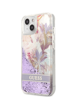 Guess GUHCP13MLFLSU silikonska maskica za iPhone 13 6.1 - ljubičasta Flower s sjajem