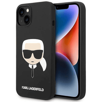 Karl Lagerfeld Originalna maskica iPhone 14 Plus - Karls Head - crna silikonska zaštita - KLHCP14MSLKHBK