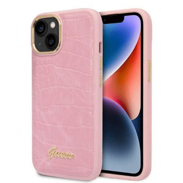 Guess GUHCP14SHGCRHP silikonska maskica za iPhone 14 6.1 - roza s uzorkom kače