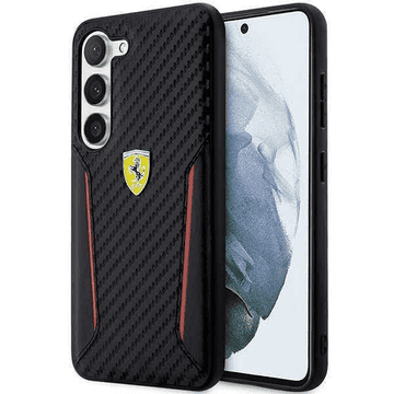 Ferrari Usnjen ovitek Scuderia FEHCS23SNPYK za Samsung Galaxy S23 5G - crn