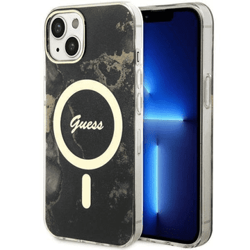Guess Originalna Marmor maskica GUHMP13MHTMRSK s MagSafe za iPhone 13 6.1 - crna