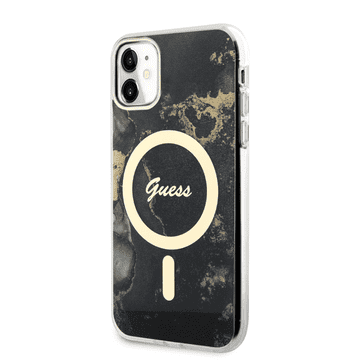 Guess Originalna Marmor maskica GUHMN61HTMRSK s MagSafe za iPhone 11 / iPhone XR - crna
