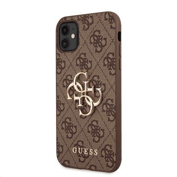 Guess GUHCN614GMGBR silikonski ovitek za iPhone 11 - smeđi s zlatnim logom