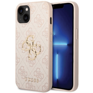 Guess GUHCP15S4GMGPI silikonska maskica za iPhone 15 - roza s zlatim logom