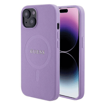Guess Originalna za iPhone 15 maskica GUHMP15SPSAHMCU s Magsafe Saffiano - ljubičasta