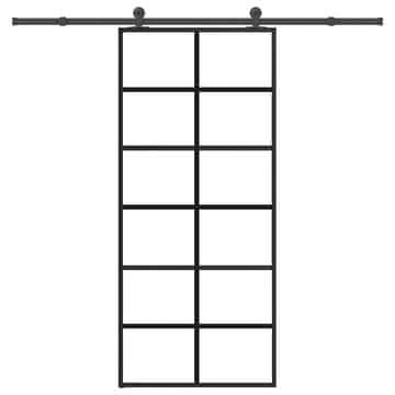 Vidaxl Klizna vrata s okovima, 90x205 cm, ESG staklo i aluminij