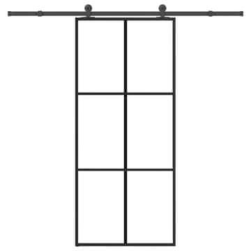 Vidaxl Klizna vrata s priborom 90 x 205 cm od ESG stakla i aluminija