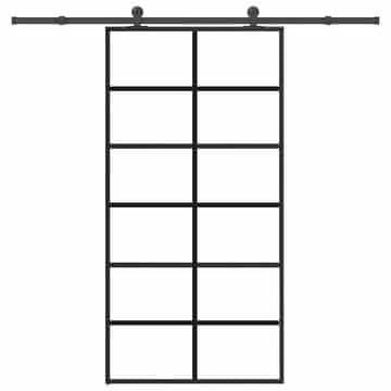 Vidaxl Klizna vrata s okovom 102x205 cm ESG staklo i aluminij