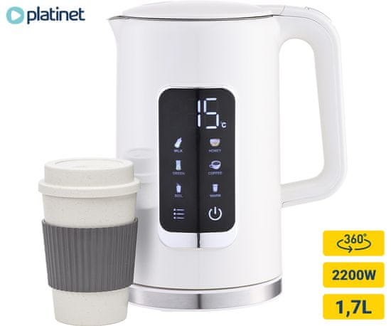 Platinet PEKR723 kuhalo za vodu, 1,7 l, Keep Warm, bijeli + šalica