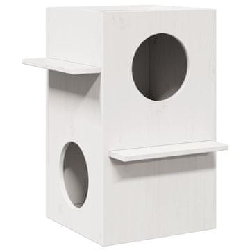 Vidaxl Kućica za mačke bijela 43x43x60 cm masivno borovo drvo