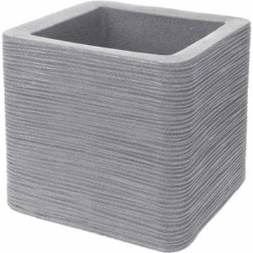 ProGarden Kockasti saksija s rebrastim uzorkom, siva, 38 x 38 x 33 cm