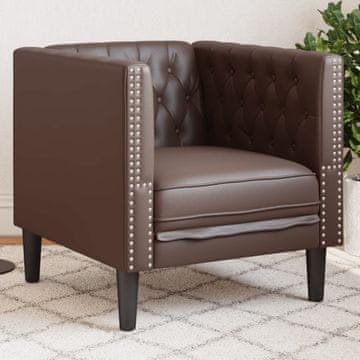Vidaxl Chesterfield fotelja, smeđa, presvučena umjetnom kožom
