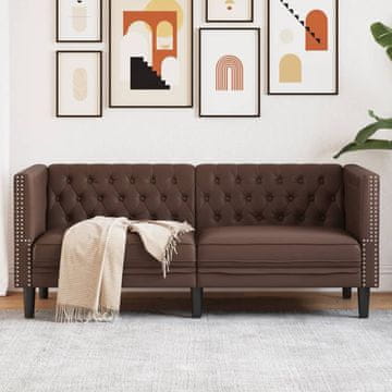 Vidaxl Dvosjed Chesterfield Sofa Smeđa Tapecirana Umjetnom Kožom
