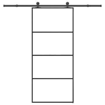 Vidaxl Klizna vrata s priborom 90 x 205 cm od ESG stakla i aluminija